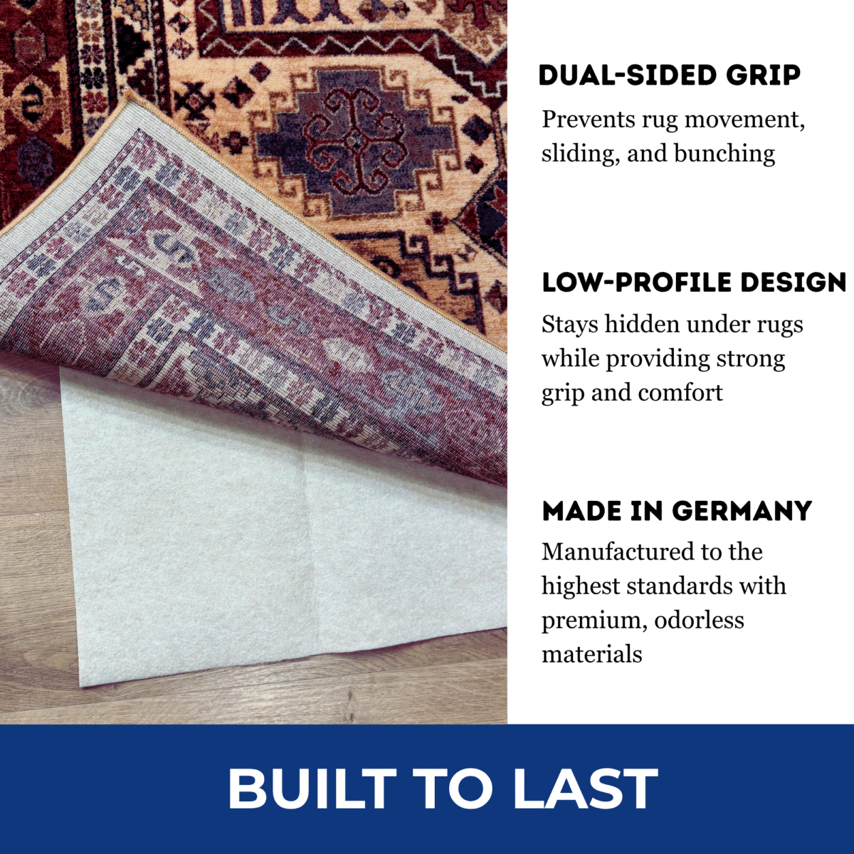 Rug Anti Slip Underlay – Rug to Carpet Gripper – Rug Runner Anti Creep ...